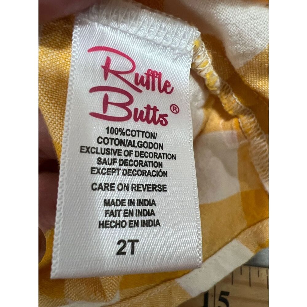 Ruffle Butts yellow and white check long sleeve dress size 2T - Picture 9 of 10